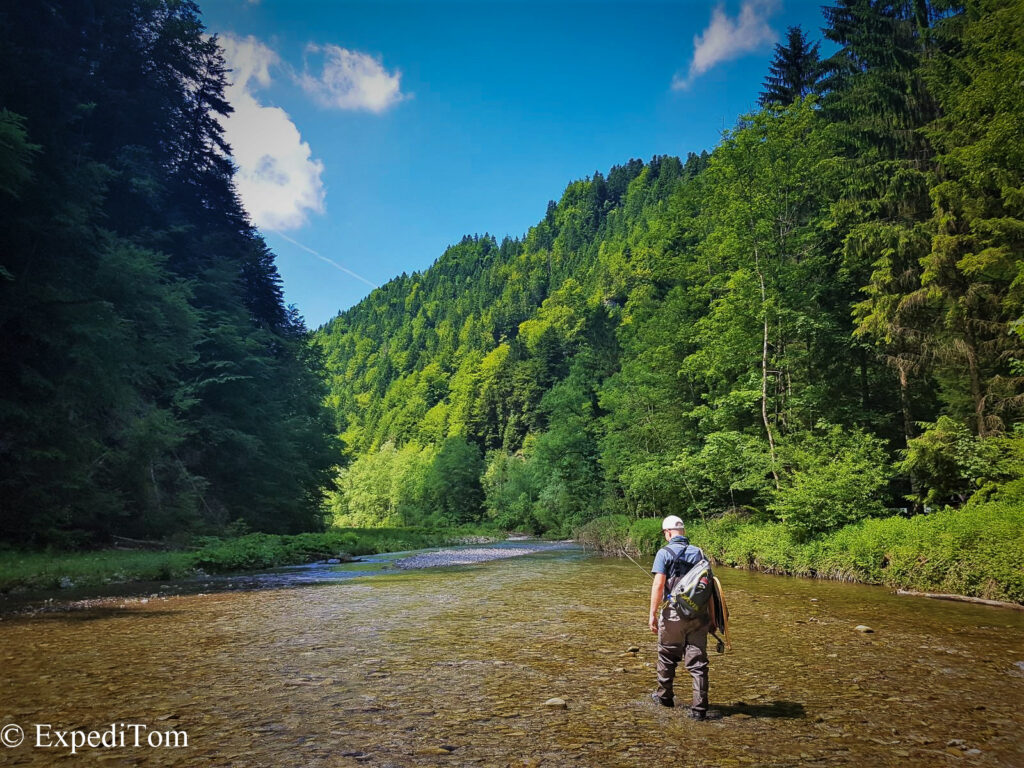 Stunning scenery in the gorge while doing some fly fishing exploration in Switzerland
