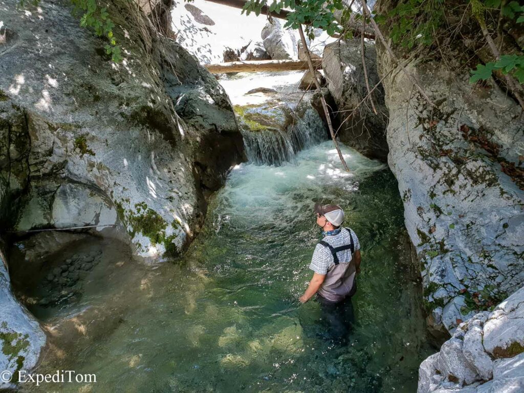 Waist-deep in Bernese mountain creeks Waist-deep in Bernese mountain creeks