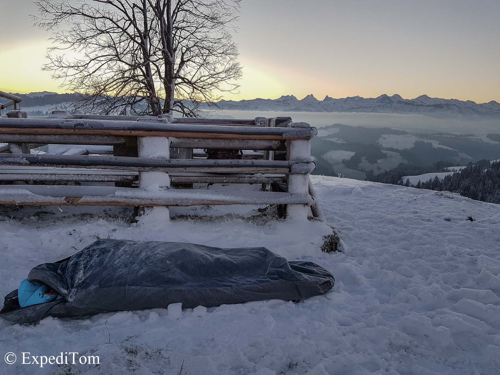 Winter Sleeping setup while photographing the Geminid meteor shower Winter Sleeping setup while photographing the Geminid meteor shower