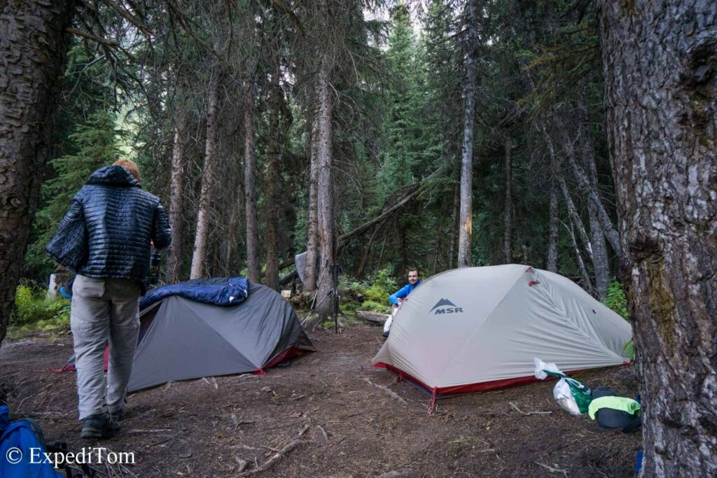 Sleeping setup on the Mount Assiniboine Trek Junction