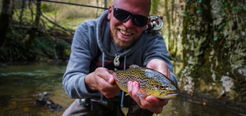 Claudio with a stunning brown trout