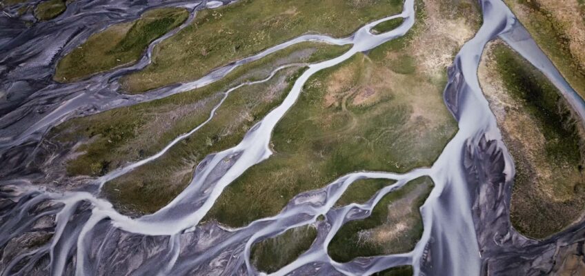 Magnificent birds view of the meanders and the lush green flora