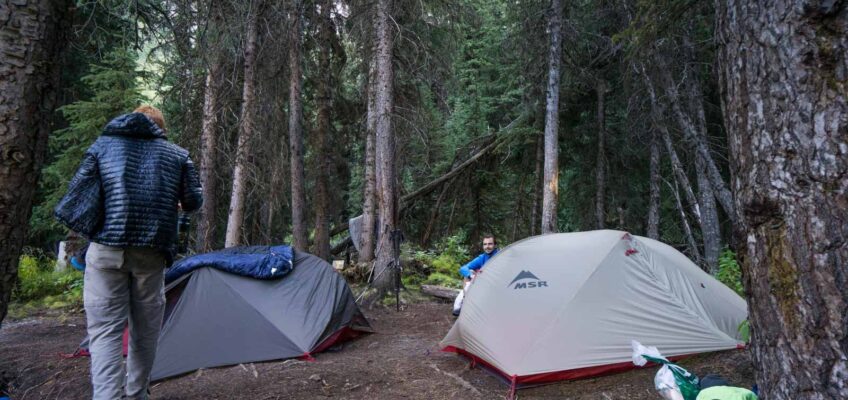 Sleeping setup on the Mount Assiniboine Trek Junction